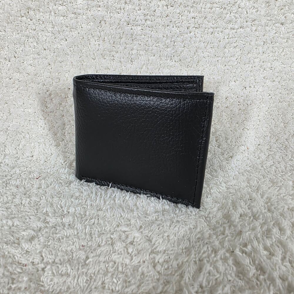 Men's Genuine Leather Bi-Fold Wallet Black Made in Mexico